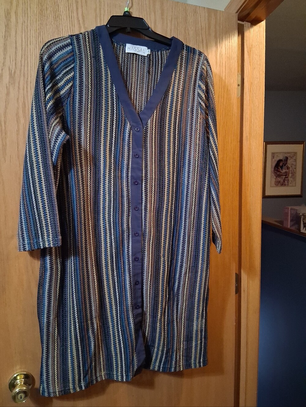Hassal long sleeve striped shirt dress, LXL, Semi Sheer HASSAL, Multicolored.